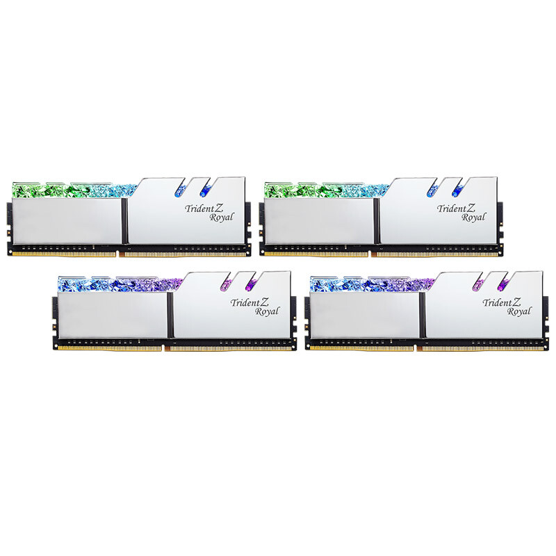 芝奇（G.SKILL）64GB(16Gx4)套装 3600频率 DDR4 台式机内存条/皇家戟RGB灯条(花耀银)