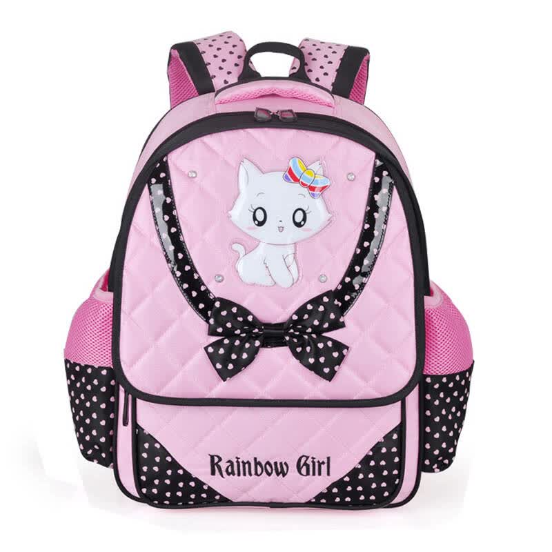 正品彩虹女孩小学生书包1-3-4-6年级儿童双肩包减负护脊可爱背包 粉红