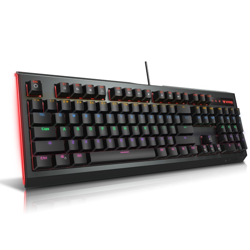 雷柏（Rapoo） V500L升级版 机械键盘 有线键盘 游戏键盘 104键混光键盘 吃鸡键盘 黑色 黑轴