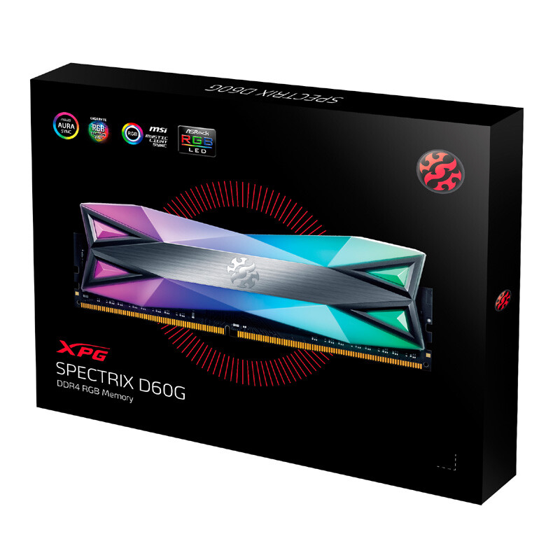 威剛（ADATA）16GB(8G×2)套裝DDR4 3200臺式機(jī)內(nèi)存條XPG-D60龍耀系列RGB燈條電競款