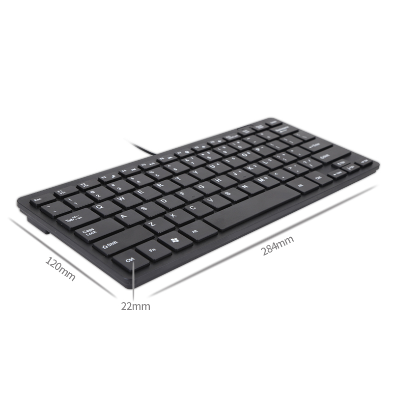 吉选（GESOBYTE）K820 键盘 有线键盘 办公键盘 便携 78键  超薄便携 笔记本电脑键盘 USB接口 黑色