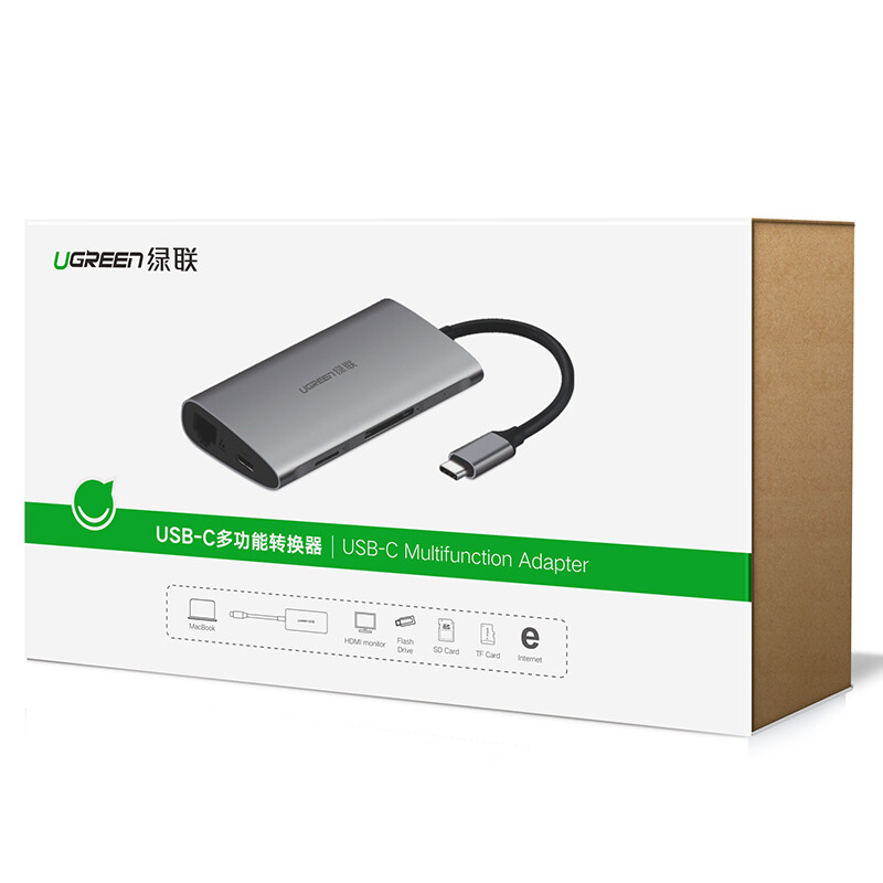 绿联 Type-C扩展坞 通用苹果MacBook电脑iPadPro华为Mate40 USB-C转HDMI转换器转接头4K投屏拓展坞网口分线器