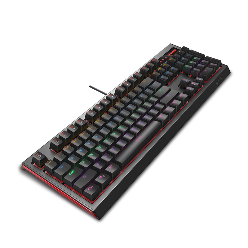 雷柏（Rapoo） V500L升级版 机械键盘 有线键盘 游戏键盘 104键混光键盘 吃鸡键盘 黑色 黑轴