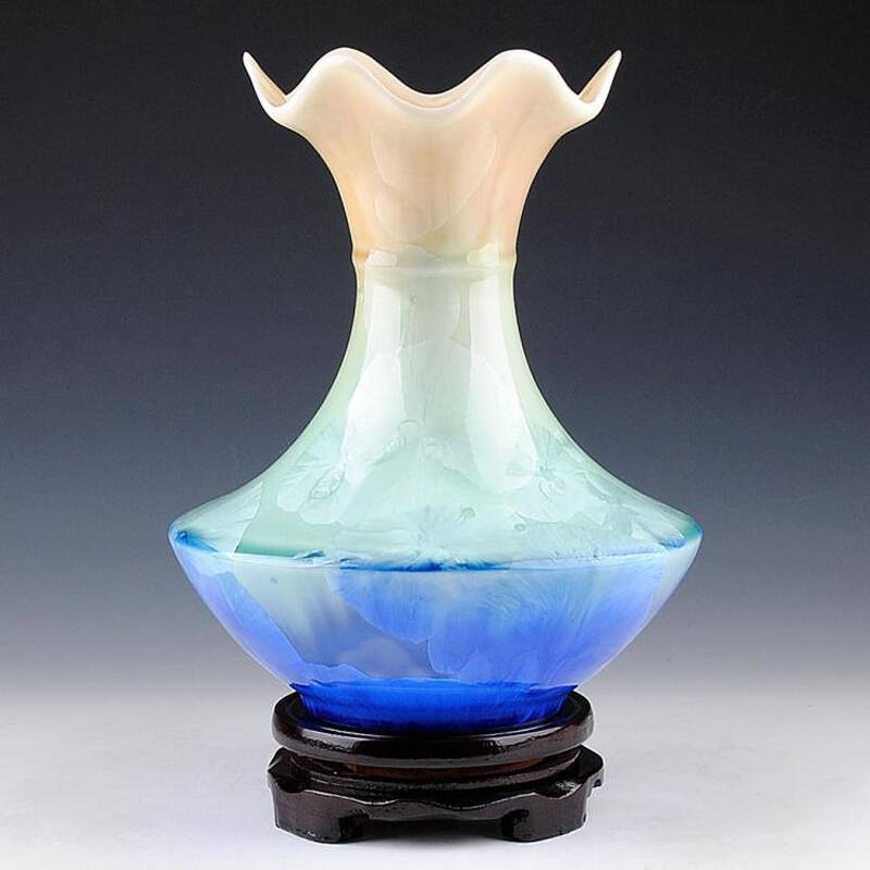 景德镇陶瓷器 高档结晶釉创意花瓶 现代时尚家居装饰工艺品摆件