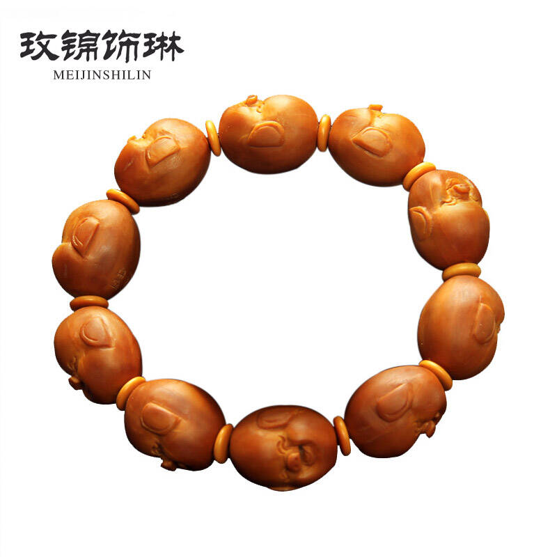 玫锦饰琳橄榄核雕手串手链 转运珠 苏工南工精品 星梅朱红梅精雕