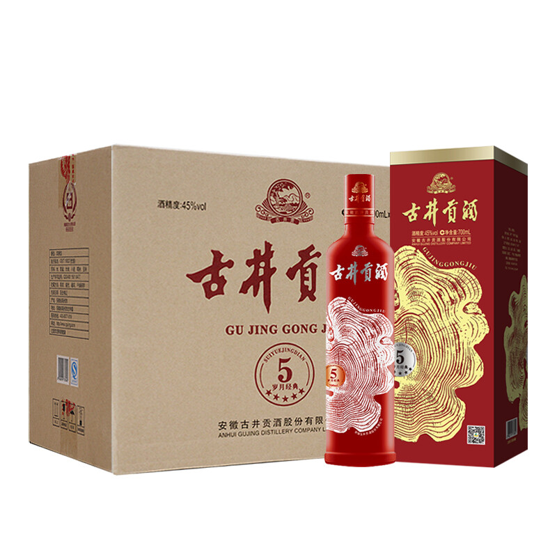 古井贡酒岁月经典5 45度700ml*6瓶 浓香型白酒 箱装白酒