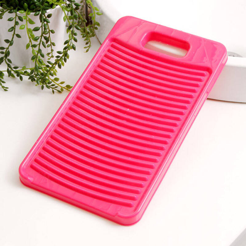 聚美佳 创意糖果色加厚塑料搓衣板 防滑洗衣板 洗衣好帮手 玫红