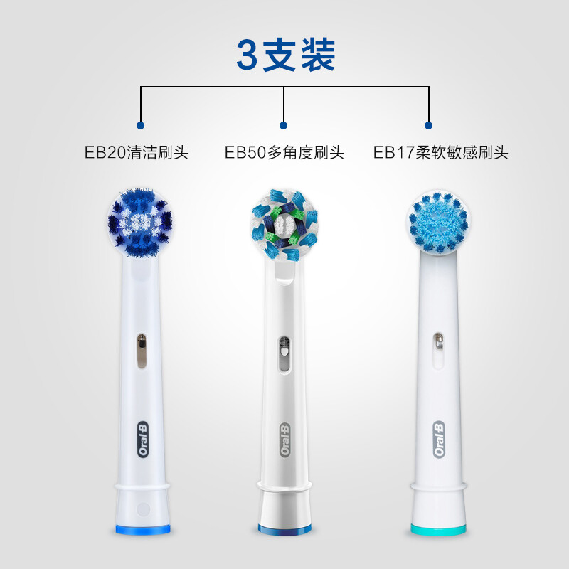 德國博朗 歐樂B電動牙刷頭（Oral-B）歐洲進口歐樂b成人電動牙刷頭 精準+敏感+多角度