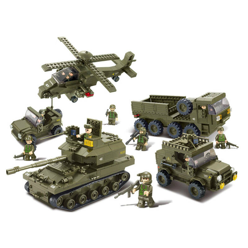小鲁班积木陆军部队2-联合进攻m38-b0311乐高式拼插积木玩具 男孩玩具