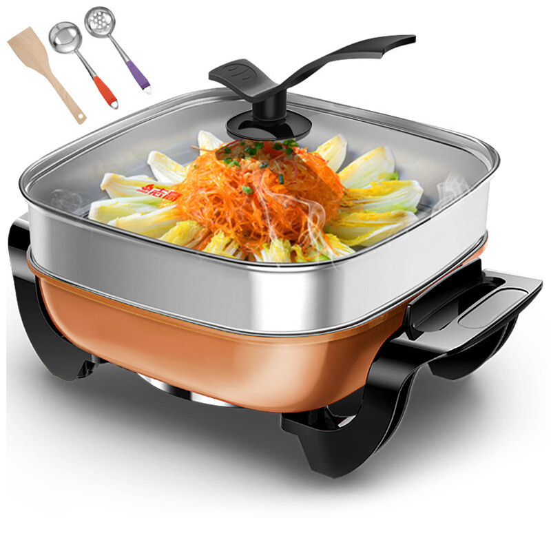 志高(chigo)电火锅电热锅5l韩式电炒锅多用途锅zg-h10 配蒸笼