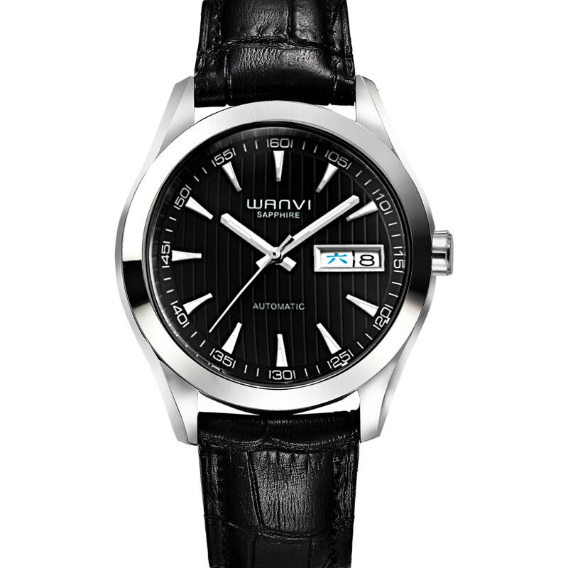 万维(wanvi)手表 男士手表防水时尚全自动机械表男表 黑面黑带5823
