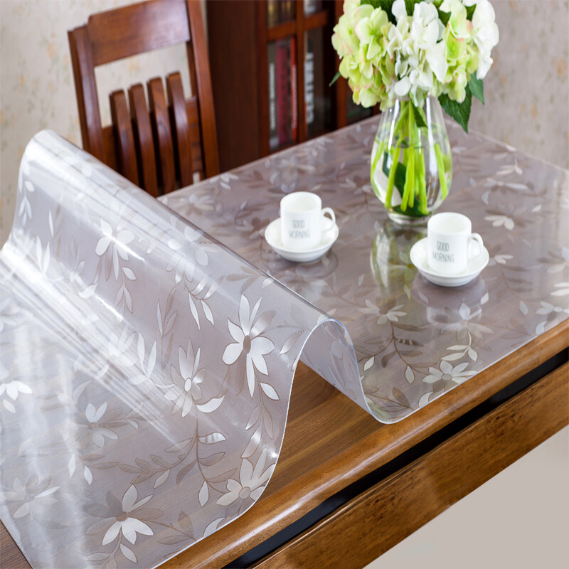 九洲鹿 桌布家纺 软玻璃PVC桌布 防水防烫塑料台布餐桌垫茶几垫胶垫水晶板 波斯菊 80*130cm