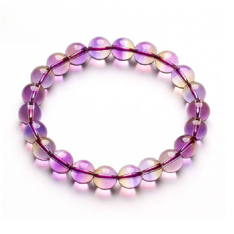 极品天然紫黄晶手链 女 紫水晶黄水晶共生手链高档旺财手串附权威鉴定