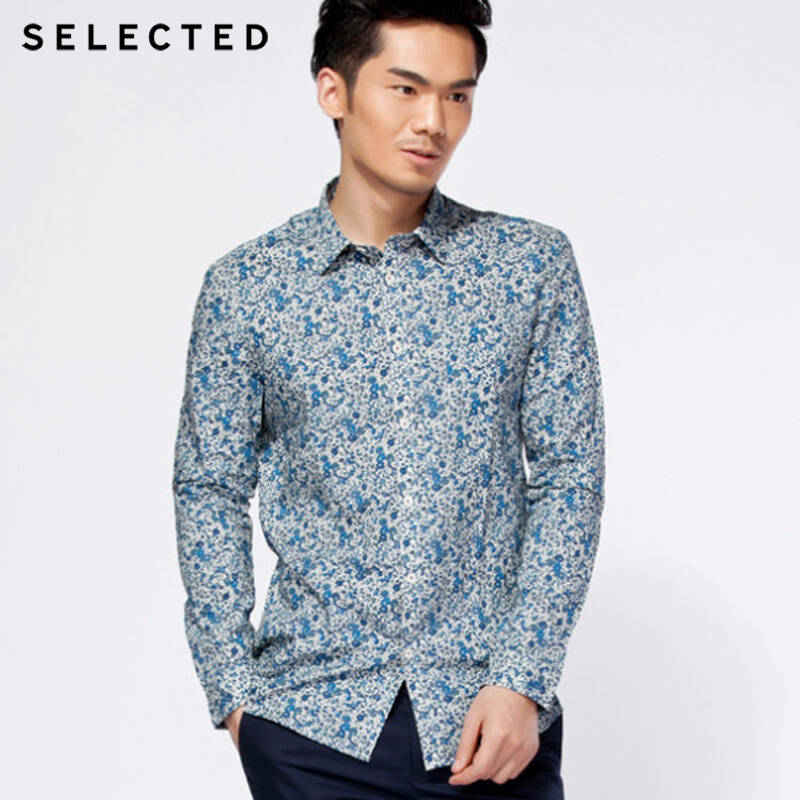 selected思莱德 liberty碎花面料修身时尚衬衫d|413105048 180/100a/l