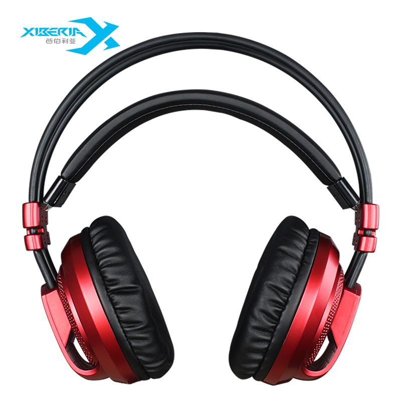 西伯利亚(XIBERIA)V10 游戏耳机头戴式 电脑耳麦 吃鸡耳机带麦 7.1声道重低音7彩发光 红色