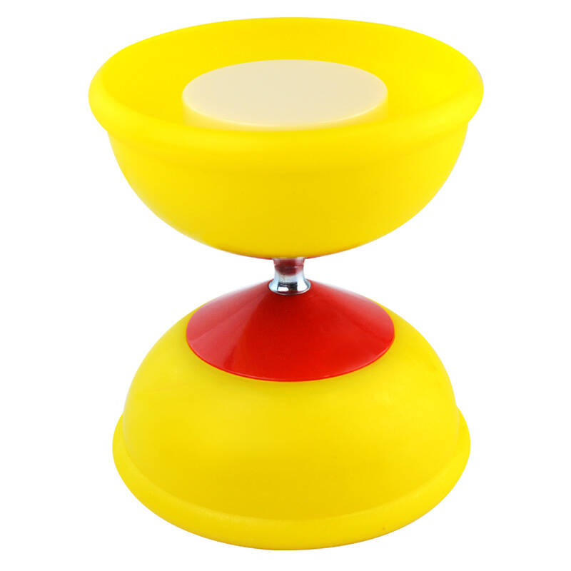 华铃b040507 定轴2响双头空竹 抖杆 线 适合初学者空竹 黄色 软胶标配