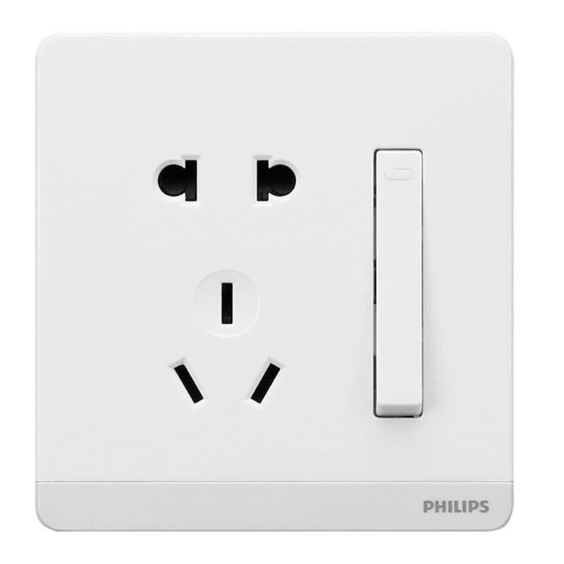 飞利浦 philips 飞逸开关插座面板珍珠白 86型墙壁暗装面板 二三插五