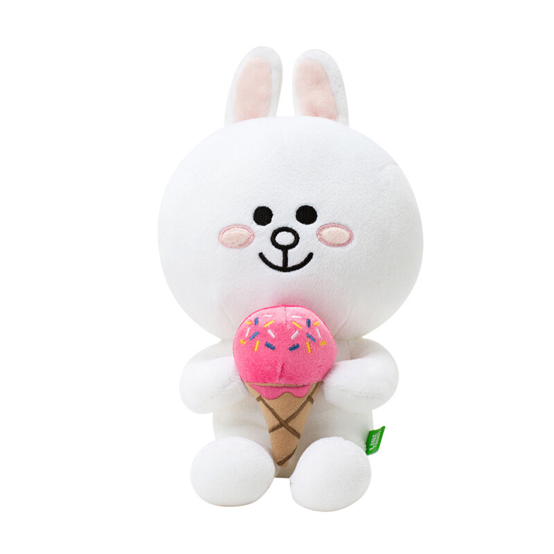 line friends 可妮兔冰淇淋坐姿毛绒玩偶25cm 动漫少女萌趣公仔生日
