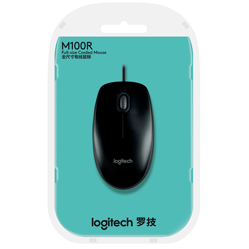 罗技（Logitech）M100r 有线鼠标 大手鼠标 笔记本电脑办公鼠标 家用对称鼠标 三年质保（黑色）