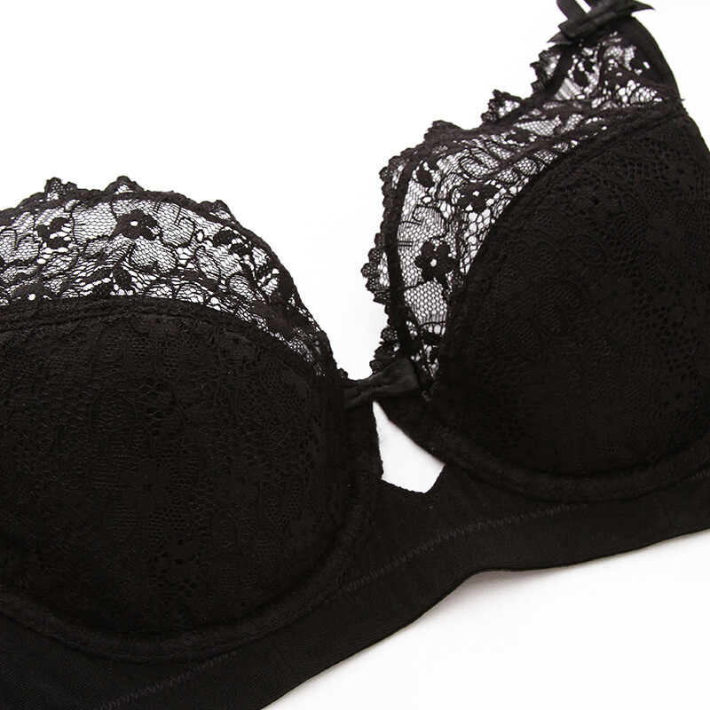 都市丽人性感蕾丝薄杯软钢圈聚拢调整女士内衣文胸2b8314 黑色 36/80c