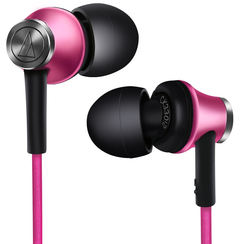 铁三角 CK330iS 入耳式耳机 有线耳机 音乐游戏耳机 立体声耳机 电脑游戏 粉色