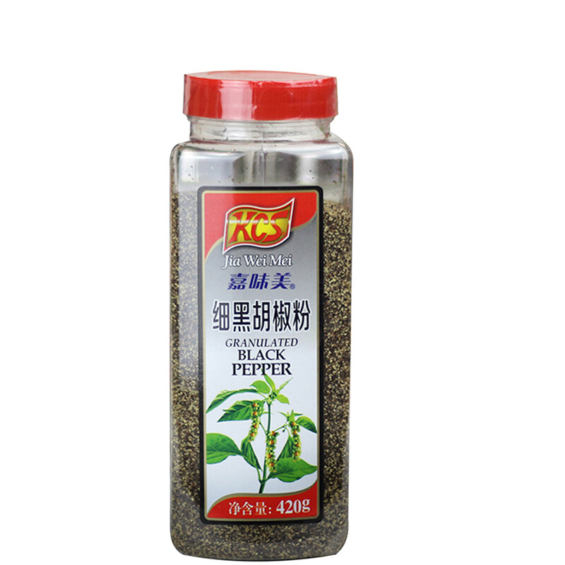 嘉味美 细黑胡椒粉420g 黑胡椒 烧烤烤肉西餐牛排撒料 家用煲汤炒菜调味品调味料 