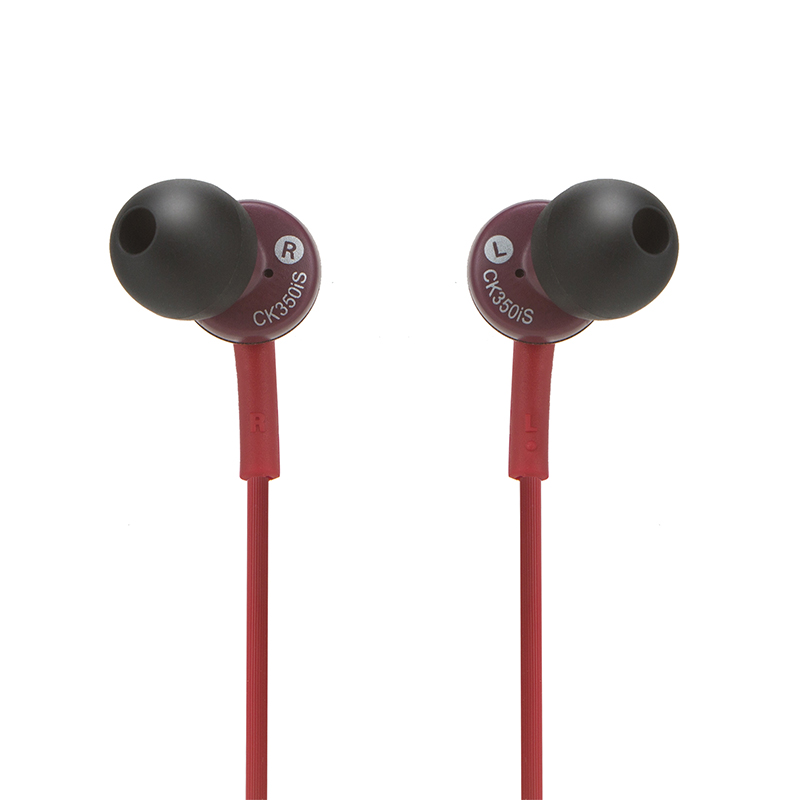 铁三角 CK350iS 立体声入耳式耳机 手机耳机 电脑游戏耳机 带麦可通话 苹果安卓通用 学生网课 红色