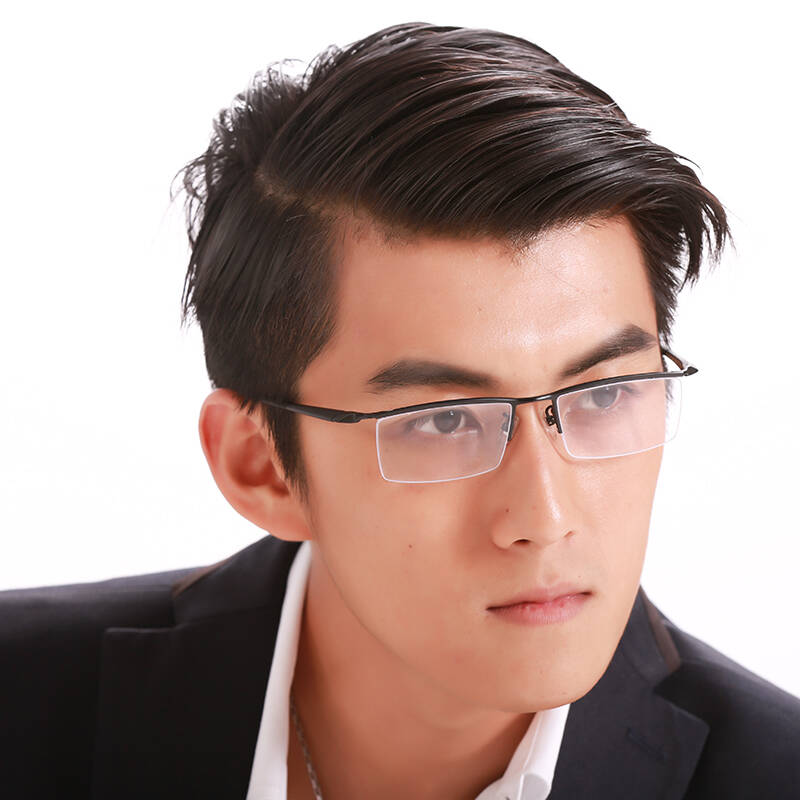 凯乐calla纯钛镜架纯钛眼镜 男士近视眼镜框架配镜必备 眉线框款 黑色