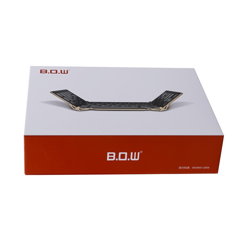 航世（BOW）HB099B 无线蓝牙+USB有线三折键盘 ipad平板手机多设备通用办公键盘 三色背光 黑色