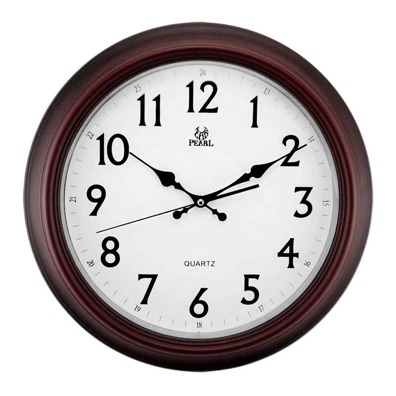 明珠星(pearl)挂钟 静音扫描石英钟pw034棕色