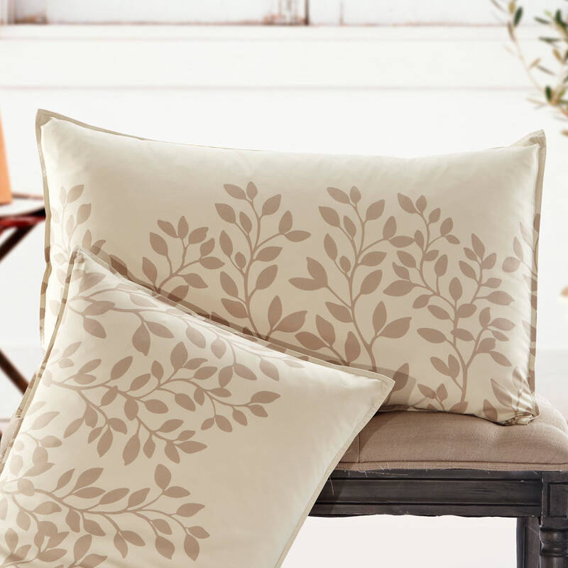 sugata 竹纤维枕套 夏单人枕头套 信封袋枕巾 一对2个 树叶花米色