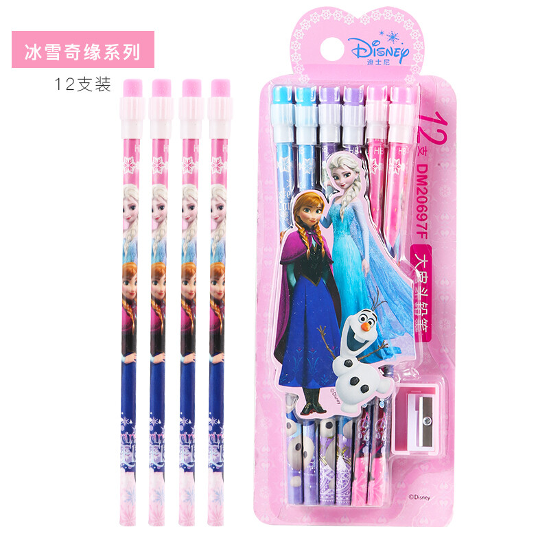 迪士尼(Disney)文具12支HB原木書寫鉛筆 小學(xué)生鉛筆寫字筆 兒童卡通大皮頭鉛筆 冰雪奇緣系列DM20697F