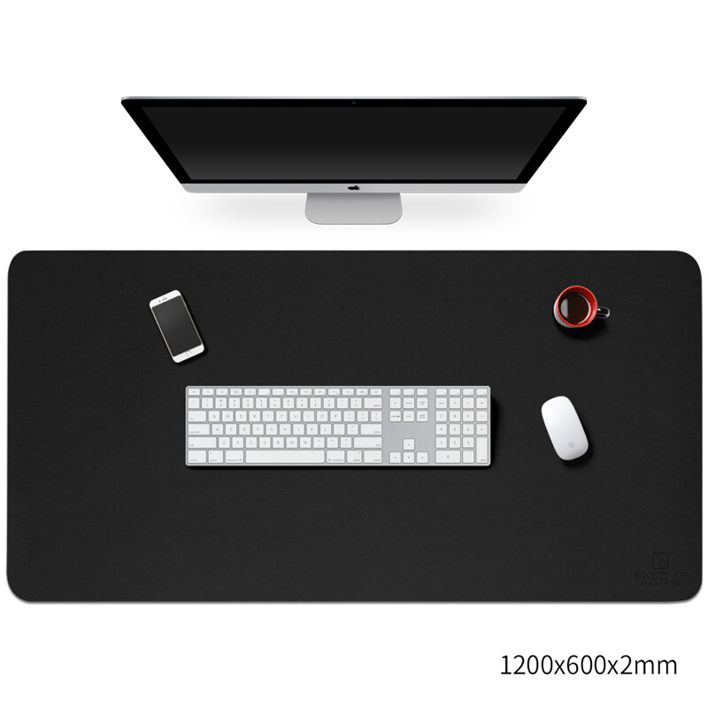 宜适酷(EXCO)1.2米超大防水皮质鼠标垫电脑办公桌垫 桌布特大号双面游戏键盘垫  黑色
