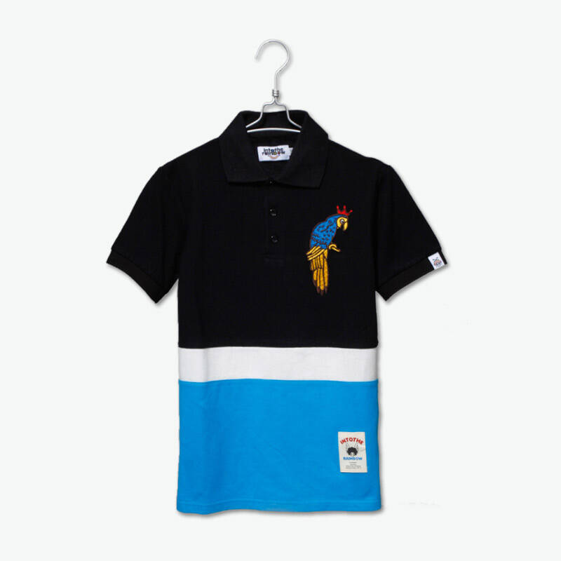 潮牌into the rainbow 夏季新品鹦鹉刺绣logo 中性polo衫 黑色 l