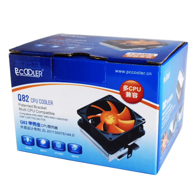 超频三（PCCOOLER）甲壳虫Q82 CPU散热器（多平台/8cm风扇/下吹式/ITX散热器/附带硅脂）