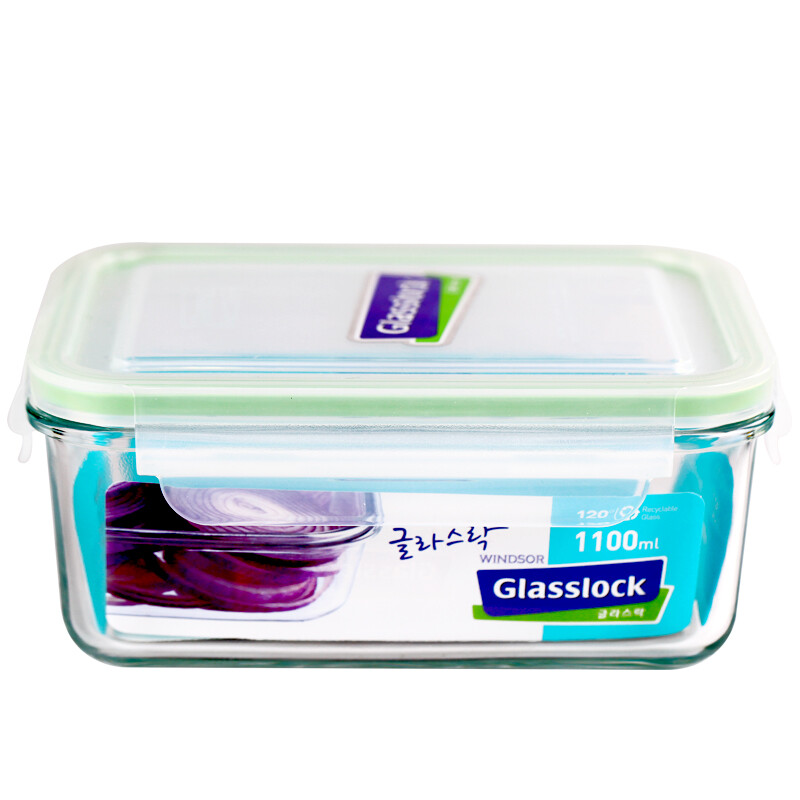 Glasslock韩国进口钢化玻璃保鲜盒耐热微波炉饭盒 MCRB110/1100ml