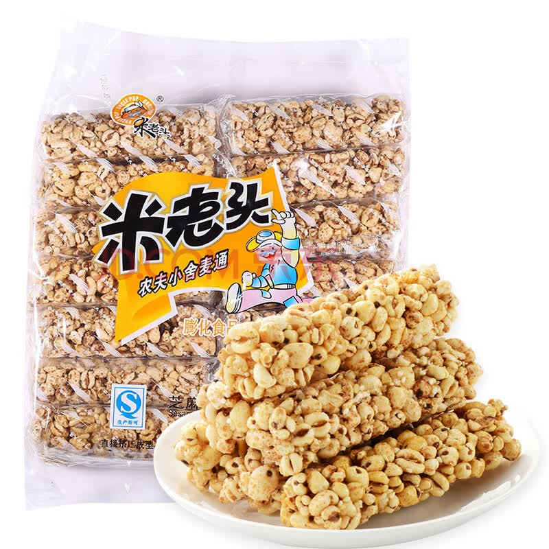 米老头 粗粮膨化零食特产 满嘴香麦通350g 芝麻味 *2个