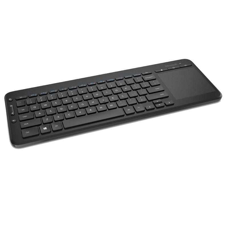 微软 (Microsoft) 无线多媒体键盘 黑色 | 无线带USB收发器 AES加密 多点触控板 自定义热键 防泼溅 办公键盘