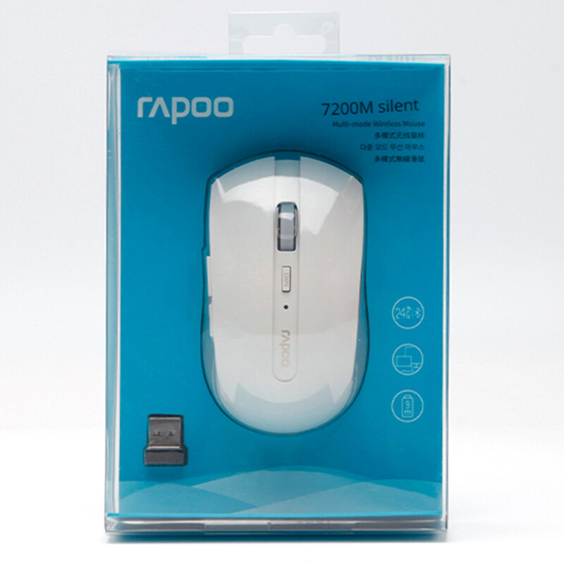 雷柏（Rapoo） 7200M 无线蓝牙鼠标 办公鼠标 静音鼠标 便携鼠标 人体工程学 笔记本鼠标 电脑鼠标 白色