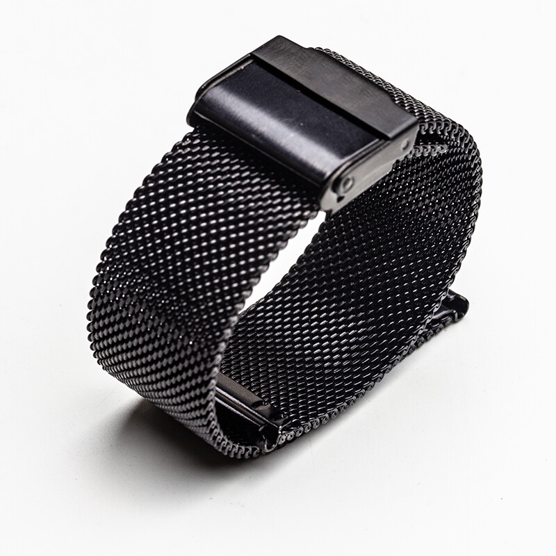 超薄钢带 男女 手表配件 代用 DW表带 不锈钢表链防水精钢dw表带 DW黑色款 20mm