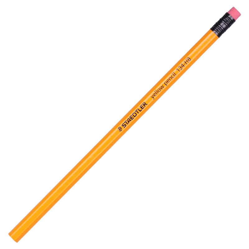 德国施德楼（STAEDTLER）铅笔六角黄杆日常书写笔带橡皮头12支134-HB
