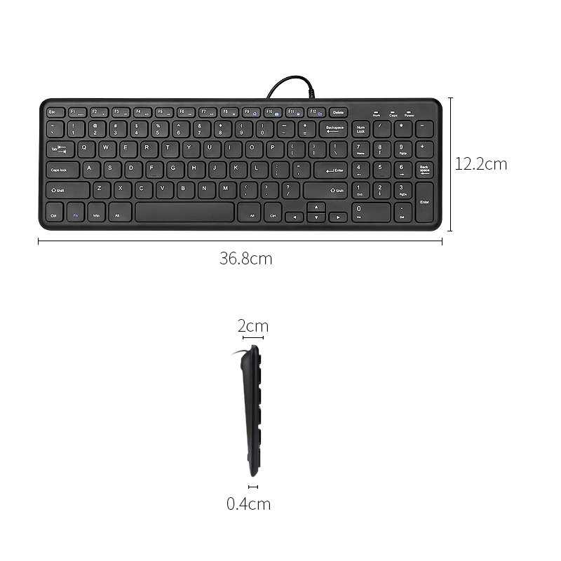 航世（BOW）HW156S-A键盘 有线键盘 办公键盘 超薄便携 96键 台式笔记本键盘 静音巧克力按键 黑色 自营
