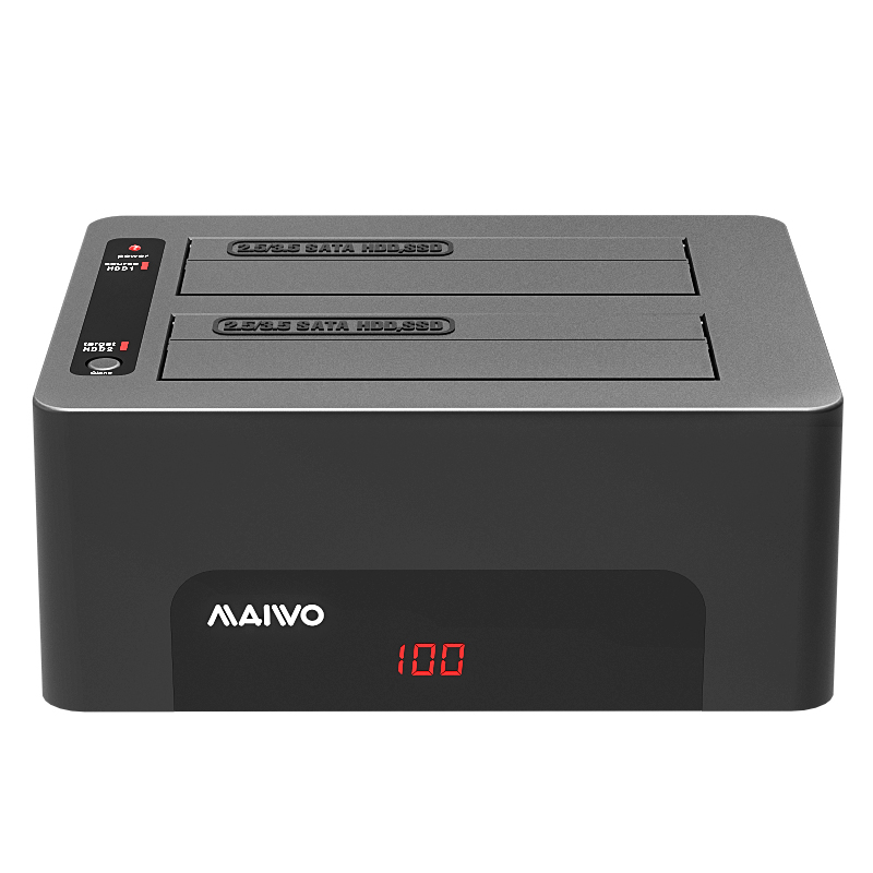 麦沃（MAIWO）K3082A 硬盘底座 USB3.0外置2.5/3.5英寸串口机械/固态双盘数字显示克隆进度硬盘拷贝机 硬盘盒