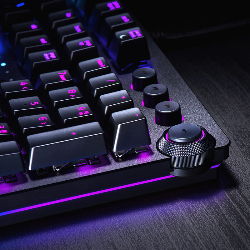 雷蛇razer猎魂光蛛huntsman幻彩机械游戏键盘光轴精英版线性光轴