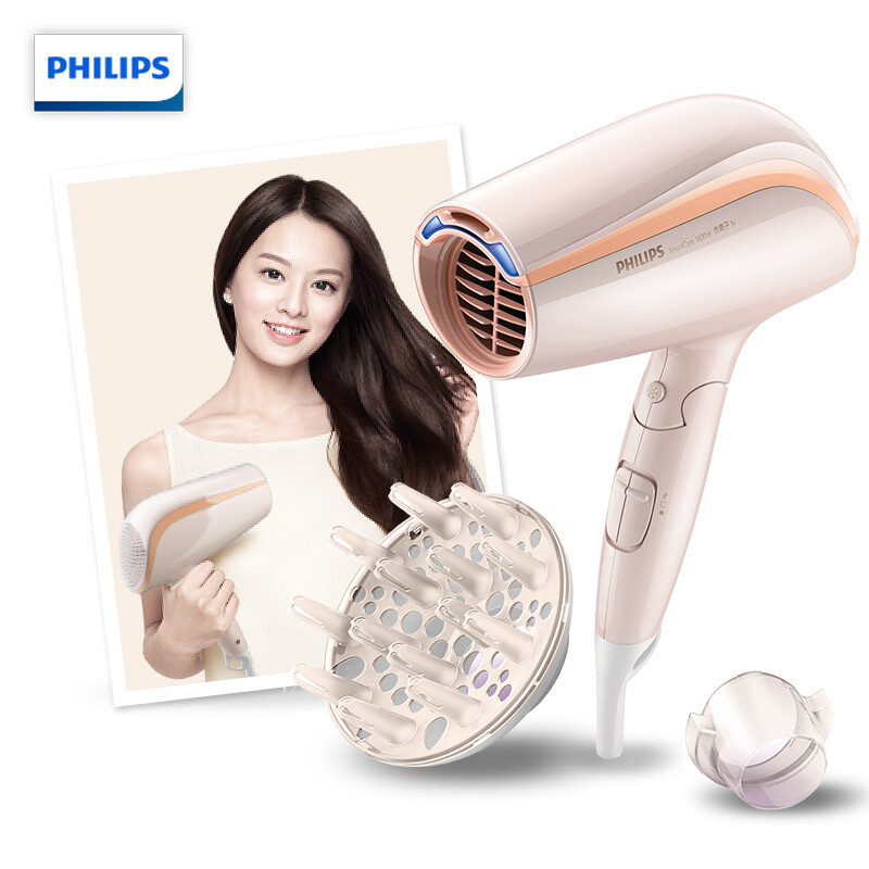 飛利浦（PHILIPS）電吹風(fēng)機(jī) 家用大功率負(fù)離子智能變溫護(hù)發(fā)冷熱風(fēng)鎖水風(fēng)筒BHC202/05