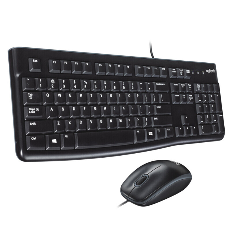 罗技（Logitech）MK120 有线键鼠套装 USB电脑台式机笔记本通用游戏办公键鼠套装 全尺寸 MK120黑色