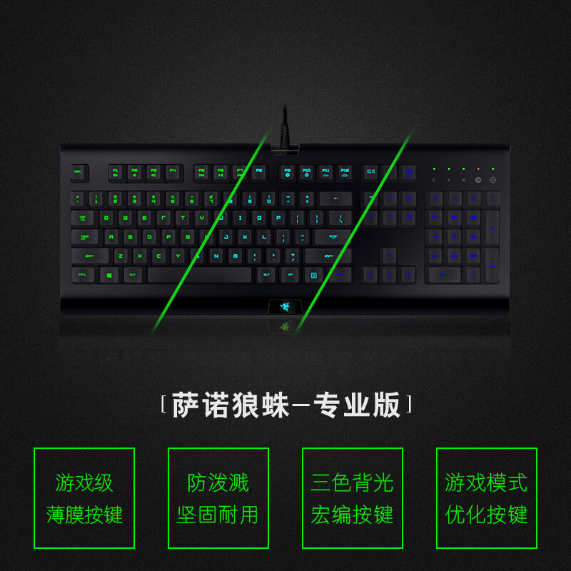 雷蛇（RAZER） 萨诺狼蛛Cynosa背光游戏薄膜键盘套装 黑色（专业版 幻彩版 轻装版） 萨诺狼蛛专业版游戏键盘