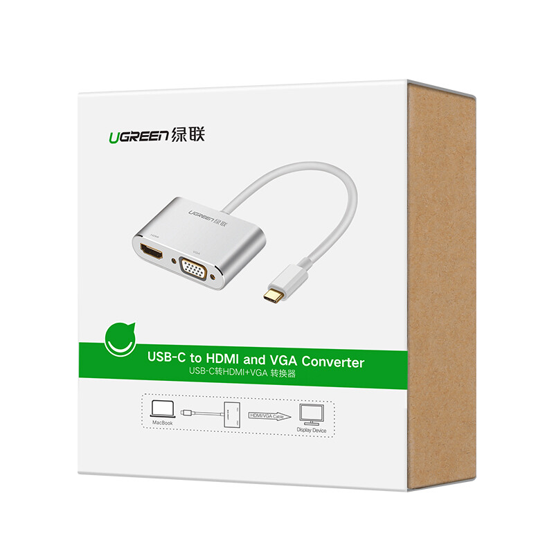 绿联 Type-C扩展坞 通用iPad Pro苹果MacBook电脑华为P30手机 USB-C转HDMI/VGA线转换器转接头4K投屏拓展坞