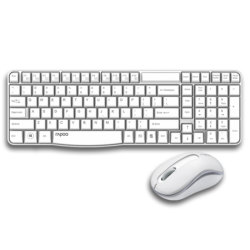 雷柏（Rapoo） X1800S 键鼠套装 无线键鼠套装 办公键盘鼠标套装 防泼溅 电脑键盘 笔记本键盘 白色