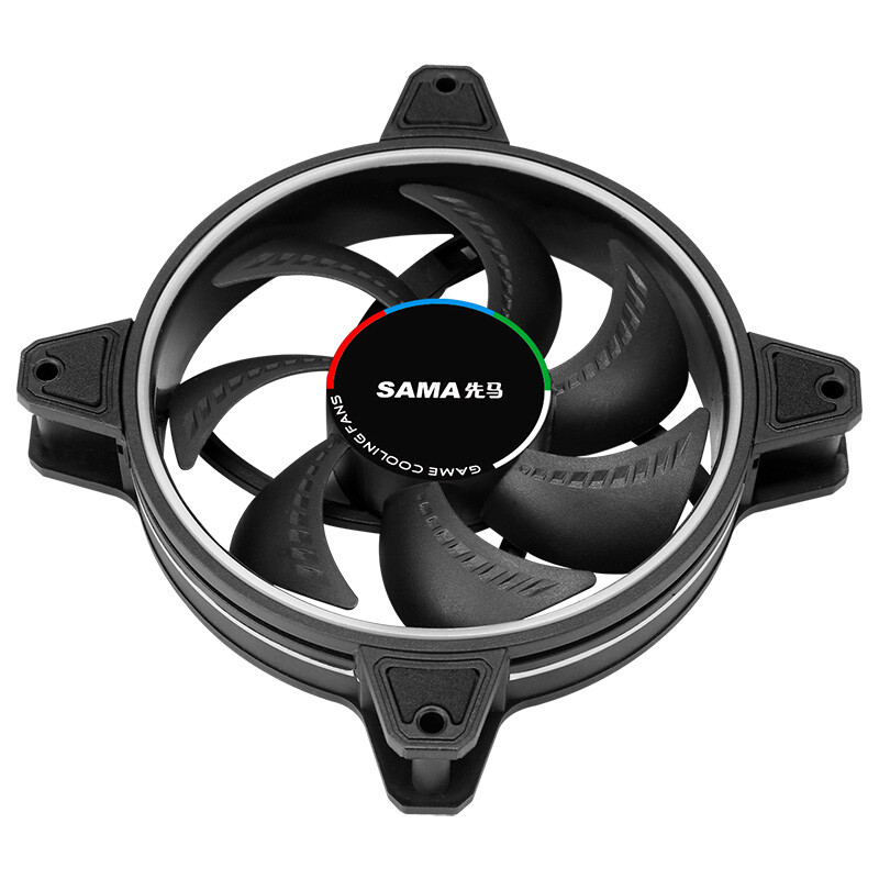 先马（SAMA）光环5 溢彩LED 12cm机箱散热风扇 双环彩色灯光/液压轴承/减震脚垫/400mm长线材/大4Pin串联接口